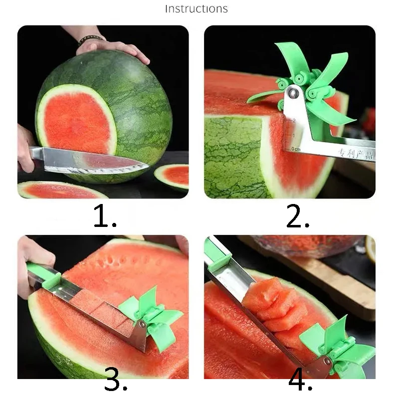 

Watermelon Cutter Fruit Melon Stainless Steel Tools Windmill Watermelon Cut Refreshing Watermelon Cubes Kitchen Tools