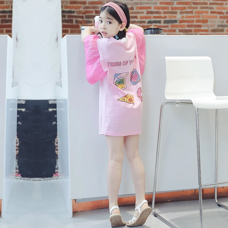 Футболка для девочек Мультяшные футболки топы Bttoming летние детские блузки милое