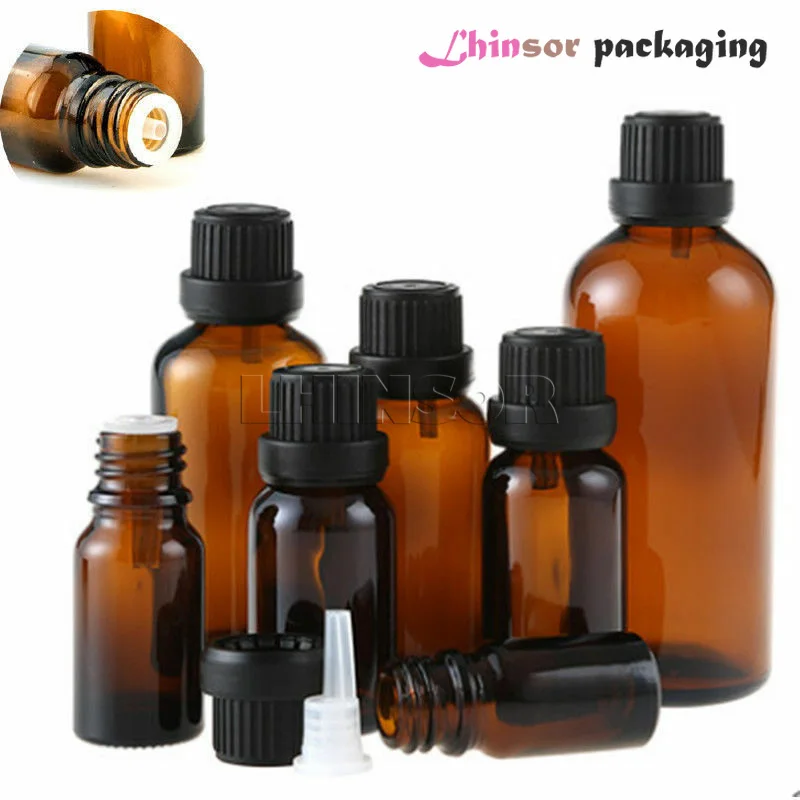 

20pcs/lot 5ml 10ml 15ml 20ml Empty Amber Brown Glass Essential Oil Doterra Dropper Bottles Liquid Aromatherapy Vials Containers