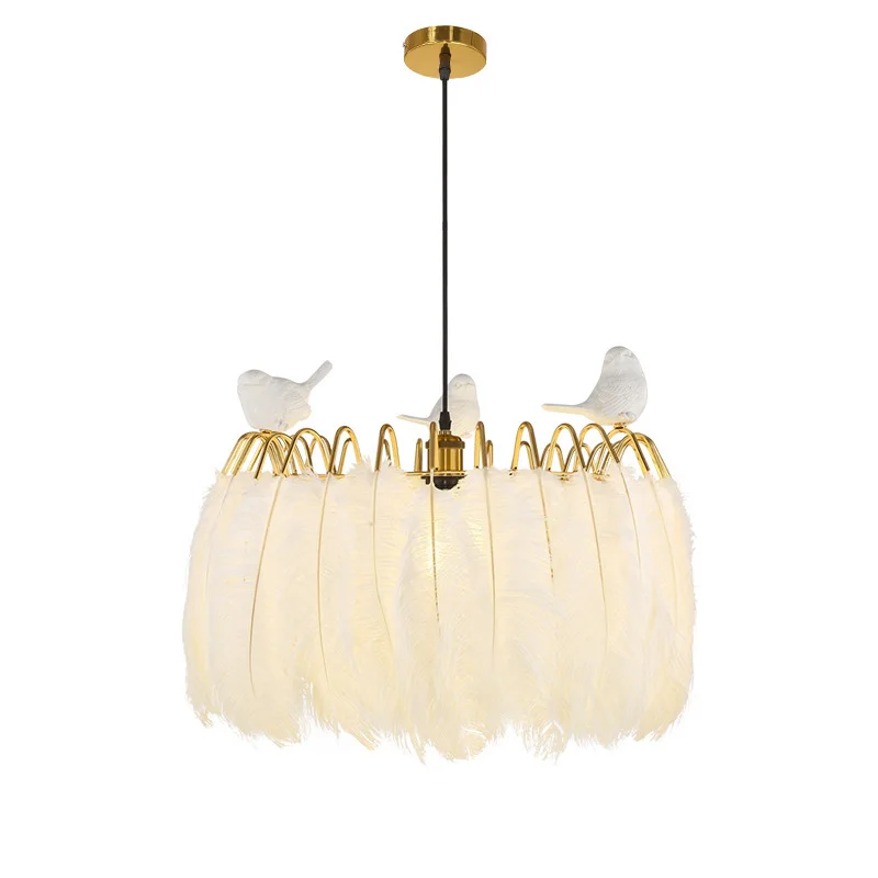 

Contemporary White Leather Pendant Light Bird Decor Hanging LED Pendant Lamp Dining Room Restaurant Home Light