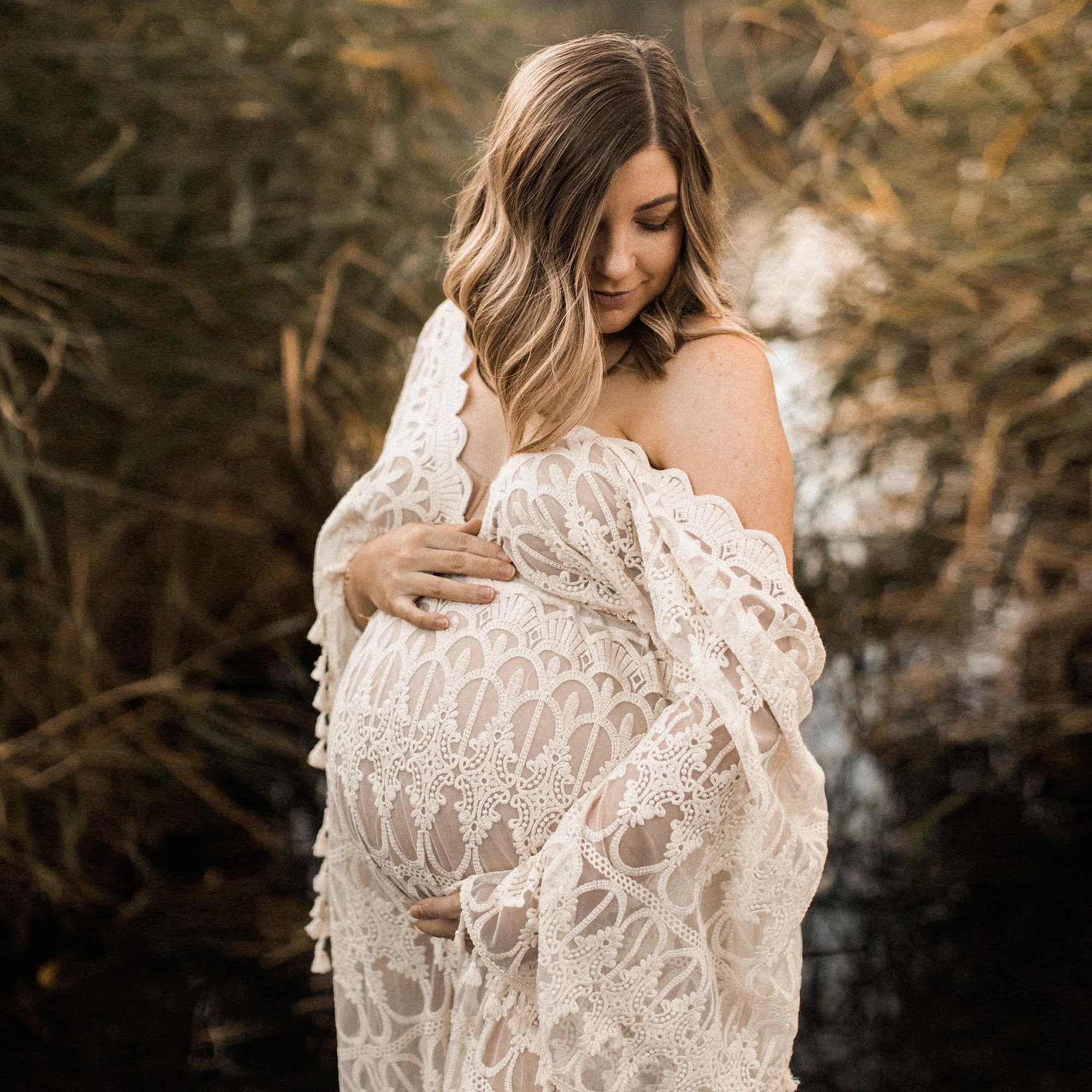 Photo Shoot Tulle Couture Boho Maxi Maternity Dress Pregnant Gown Floral Robe for Woman Photography Costume Baby Shower Gift