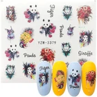 Переводные наклейки для ногтей, с изображением цветных животных и цветов, 1 лист