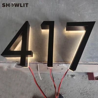 12‘’ Three Black Backlit Home Address Numbers Screw Mounting Illuminated Door Numbers Custom Made