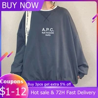 autumn winter women pullover sweatshirt 2021 round neck patchwork letter print mid length hoodie ladies loose casual top new