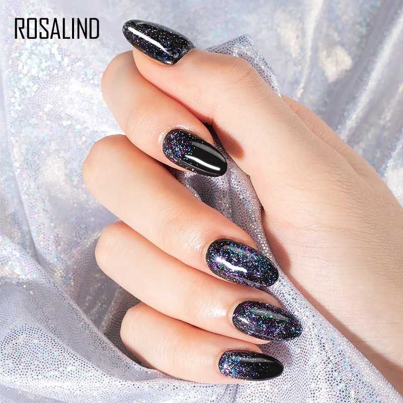 ROSALIND Блестящий Гель лак Платиновый гель для ногтей УФ светодиодный верхнее