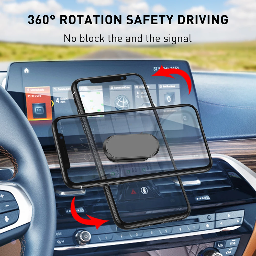

Magnetic Car Phone Holder Stand For IPhone 12 Xiaomi 360 Strip Magnetic Holder In Car GPS Mount Dashboard Holder