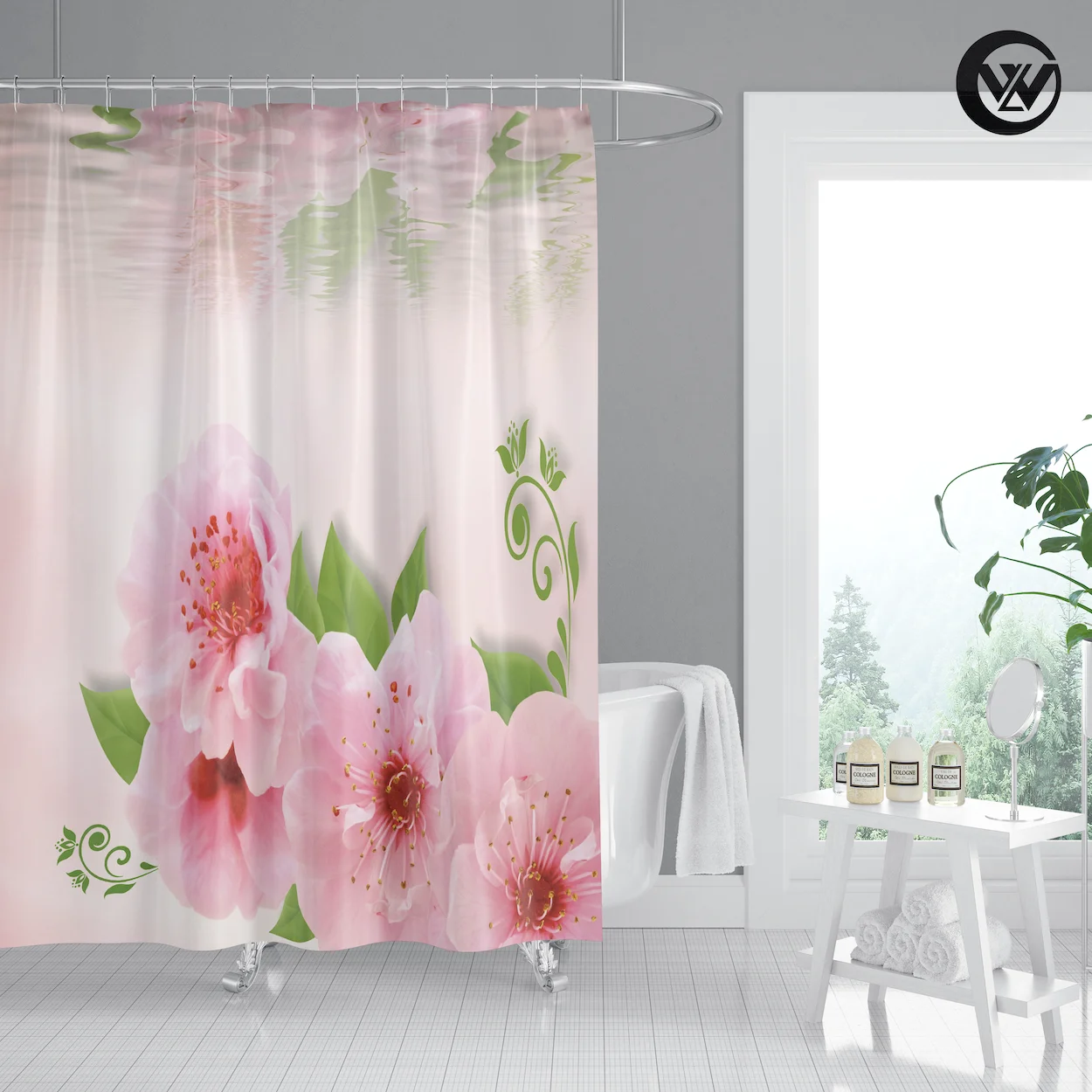 Mildew Resistant Pink Flower Extra Long Kids Hotel Bathroom Curtain,
Mildew Resistant Plants Bath Bath Shower Curtain/