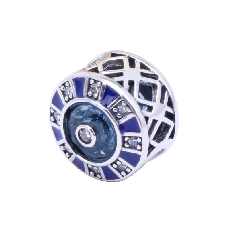 

Amas Authentic S925 Sterling Silver Blue Mosaic Beads Fit Original Charms Bracelet Necklace DIY Jewelry Making