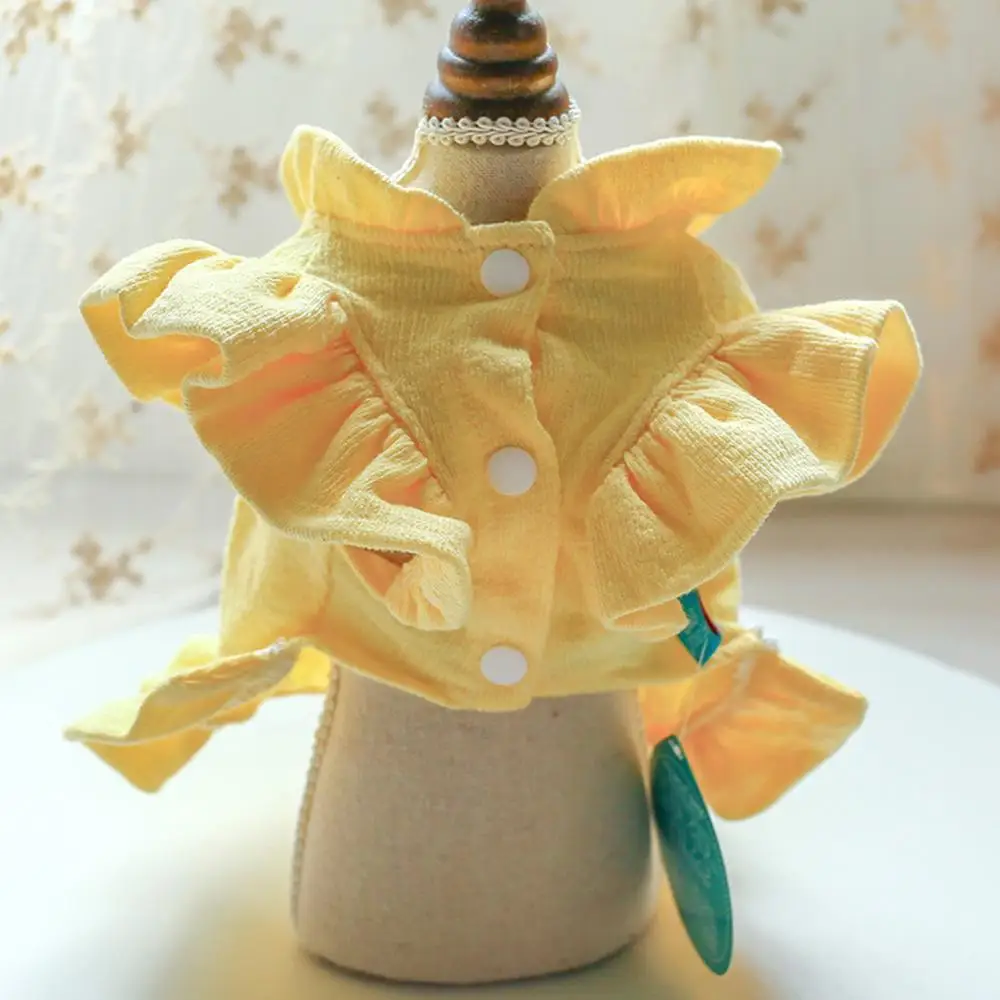 

New-Cat Dog Princess Dress Puppy Skirt Clothes Outfit Pet Cat Ruffled Patched Princess Sweet Bowtie Dress Solid Color Dog Clothe