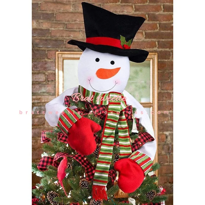 

Christmas Tree Topper Snowman Hugger Xmas Holiday Winter Wonderland Decoration for Home Navidad Noel Ornament Party Supplies