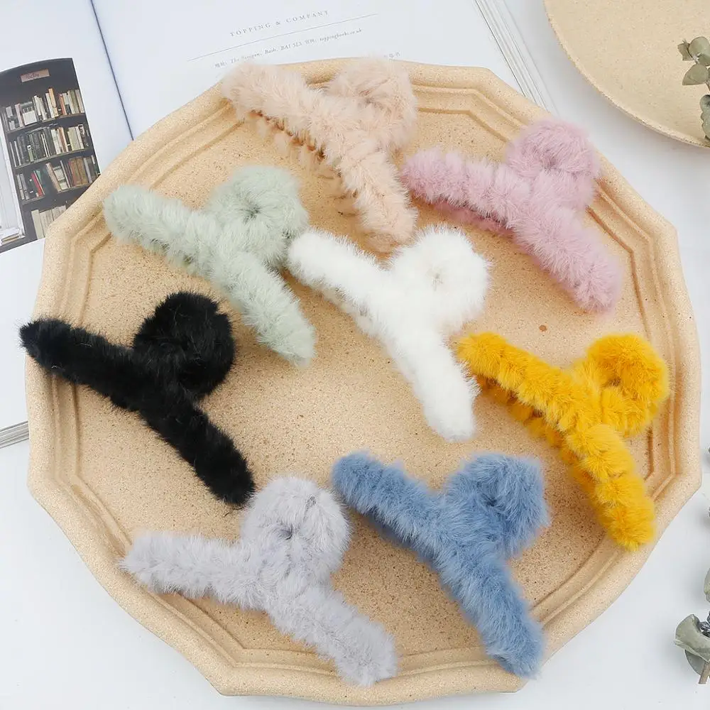 Милые зимние теплые шерстяные зажим для волос заколка со стразами большой