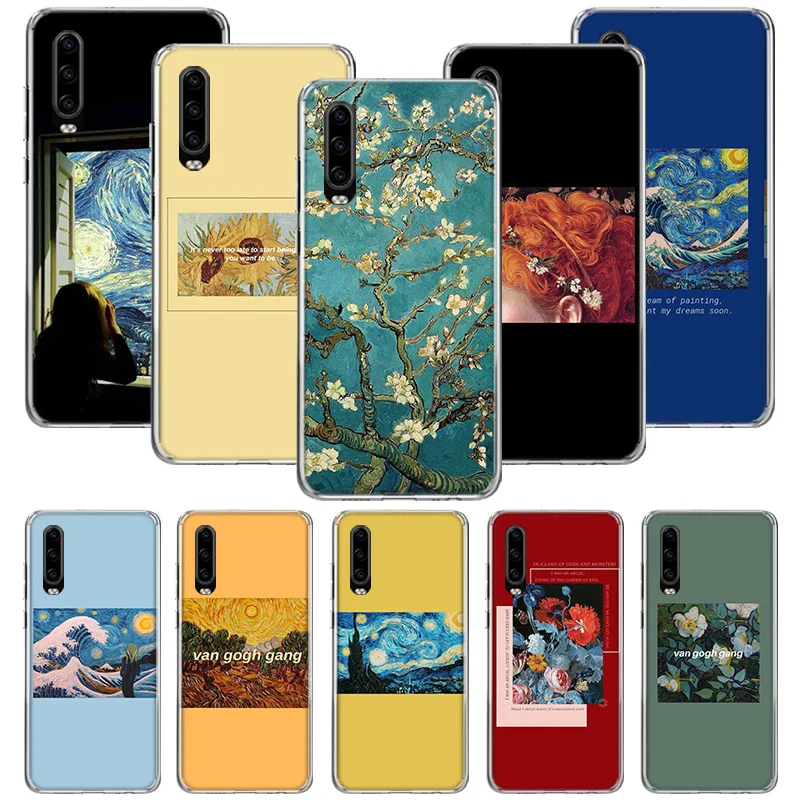 Тонкий чехол Ван Гога для Huawei P20 P30 P40 P Smart Z + P10 Mate 30 10 20 Lite Pro силиконовый