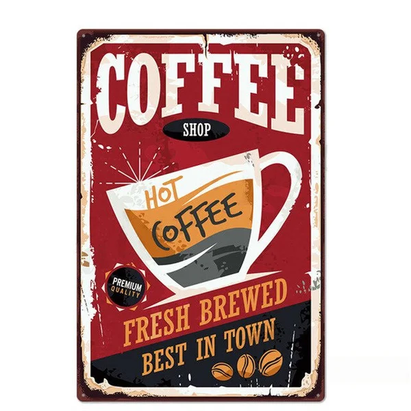 

Classic Metal Sign Warm Coffee Cup Poster Cafe Tea Shop Metal Plate Poster Vintage Iron Art Painting Wall Stickers Tin Plaques