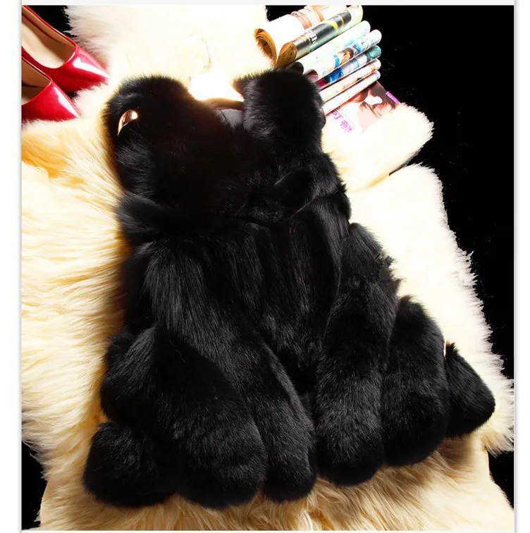 

Fox Vest Artificial Fur Reversible Plush Long Fur Coat Eco-fur Coats Winter Coat Jacket Women Women's Fur Vest