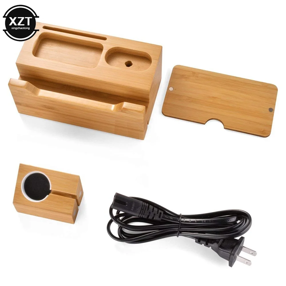 

Bamboo USB Charging Station Wooden Multi Ports For Apple Watch iPhone Airpods Tablet Charger Dock Stand Cradle Holder 2A Charge