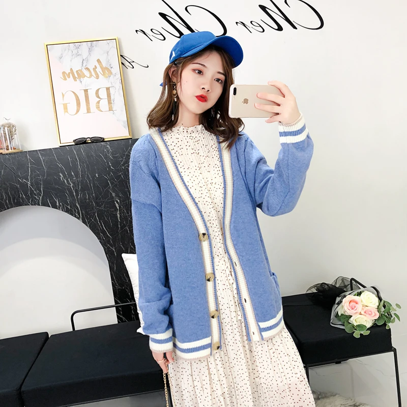 Женский свитер кардиган 2019 осень и зима новые студенческие свободные снаружи