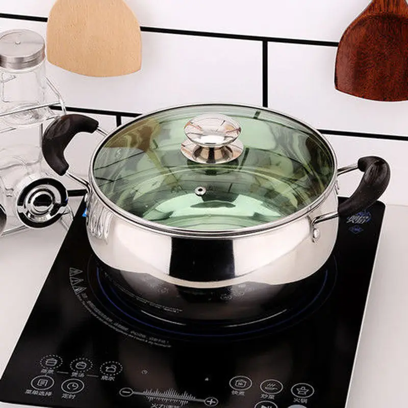 Суповая кастрюля из нержавеющей стали утолщенная маленькая зеркальная для