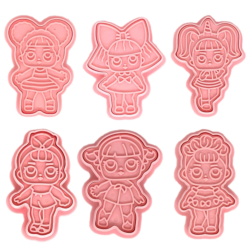 

2020 LOL Surprise Doll Cookie Cutters Tools 3D Anime Biscuit Press Mould Lols Doll Action Figure for Child with Box Eco-Friendly