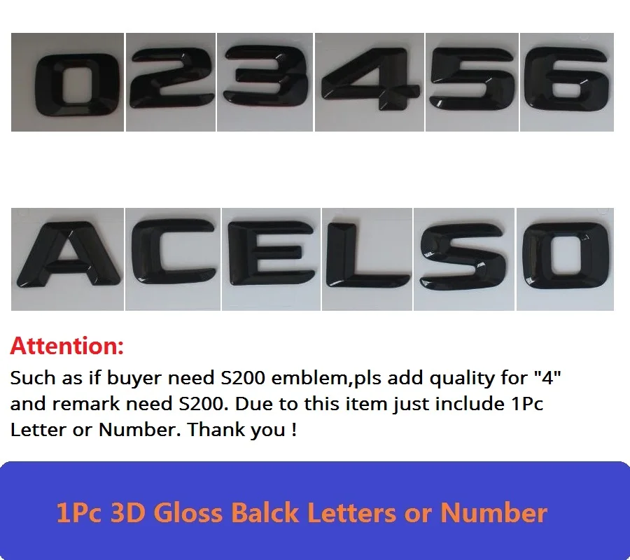 1Pc Letters or Num 3D черный W221 W222 эмблема S63 S350 S500 4matic буквы S CLA Авто наклейки значок Логотип Эмблема для Мерседес Mercedes Benz AMG - Цвет: 1Pc Letters or Num