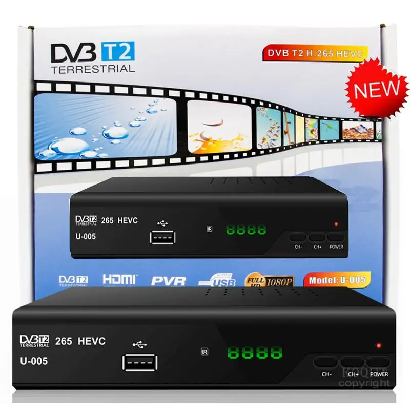 H.265 HEVC DVB-T2 Europe EAC3 Plus декодер тюнер DVB T2 265 цифровой ТВ наземный вещательный