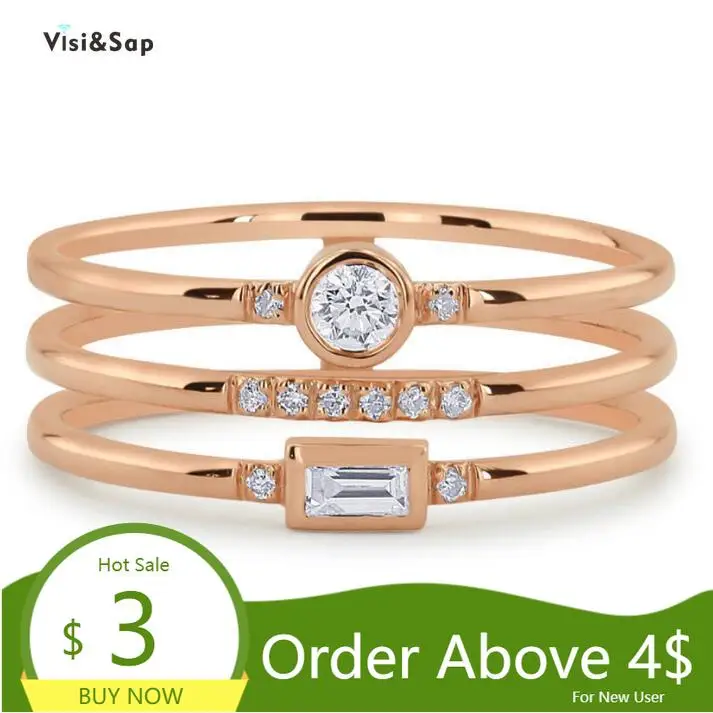 Женское кольцо из прозрачного циркония Visisap 3 линии Прямая поставка от поставщика