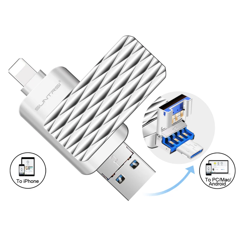 Suntrsi флеш диск USB 2 0 OTG для смартфонов 7/8/X/XR/AiPad/Android Pendrive высокоскоростной 64 ГБ 32