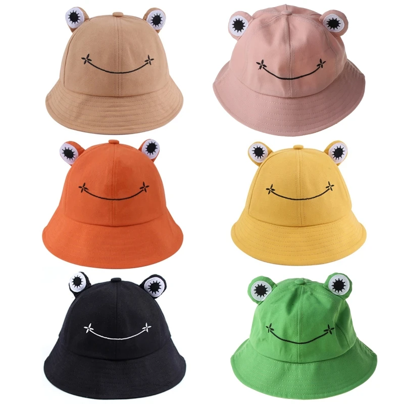 Foldable Cotton Frog Bucket Hat Summer Sunscreen Fisherman Hunting Sunhat