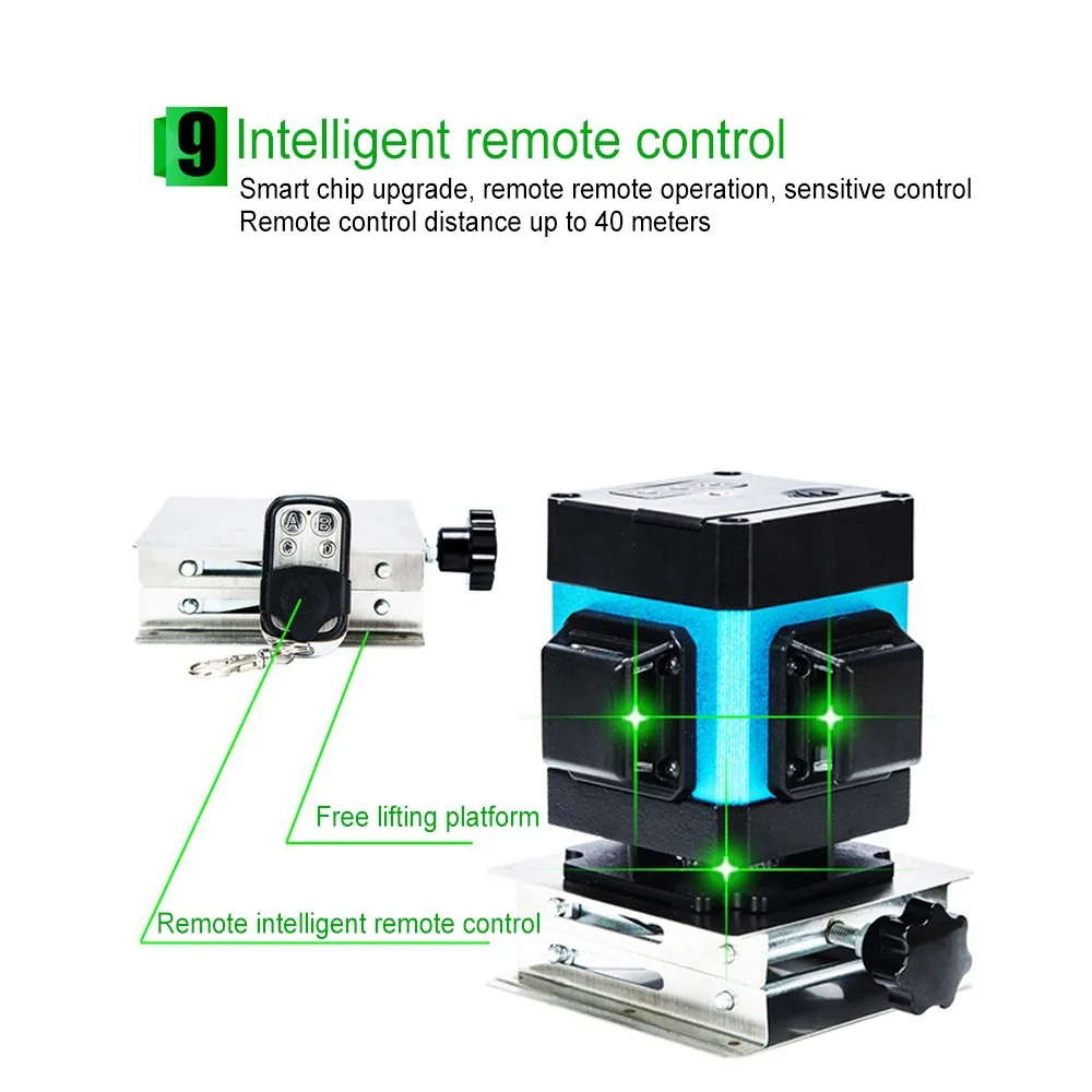 Лазерный 3D уровень 12 линий зеленый лазер с подъемным столом Треногой верхней