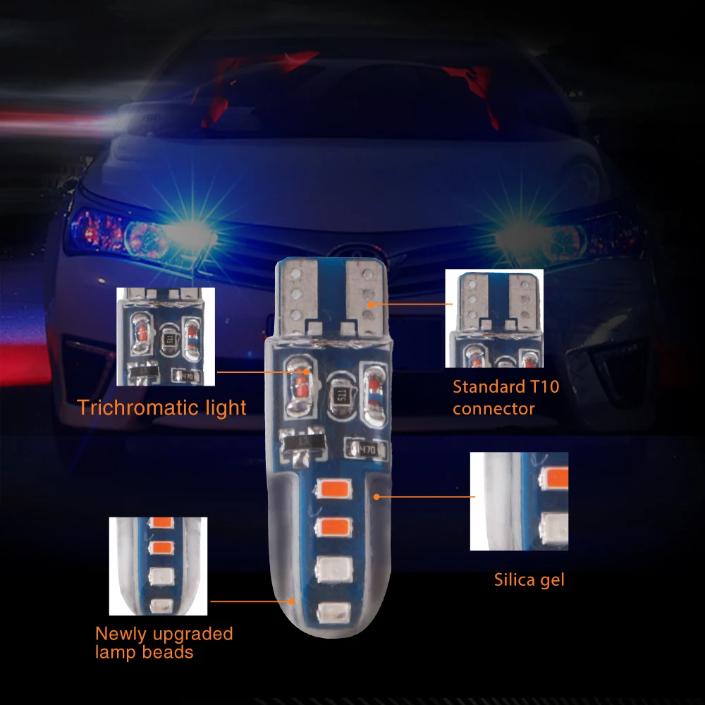 2 шт. 12 В Strobe Flash T10 2016 светодиодный кварцевая автомобильная лампа автоматический