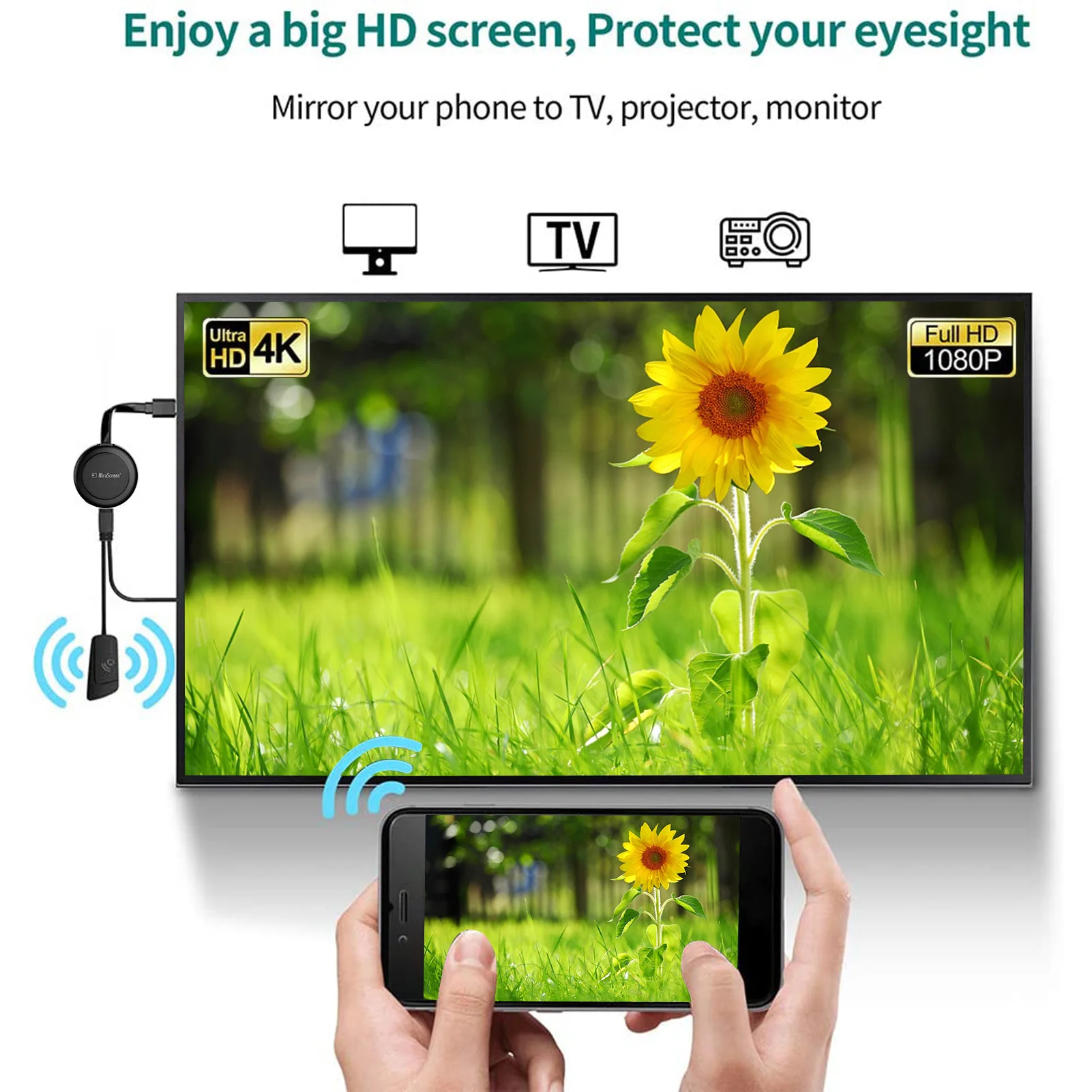 2 4G беспроводной Wi-Fi зеркальный кабель 4K совместимый-HDMI адаптер 1080P дисплея для
