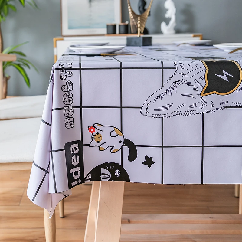 

Household Waterproof and Oil Proof Table Cloth Waterproof Cover Cloths Rectangular Plastic Dinner Oilcloth Tablecloth Plaid Mat