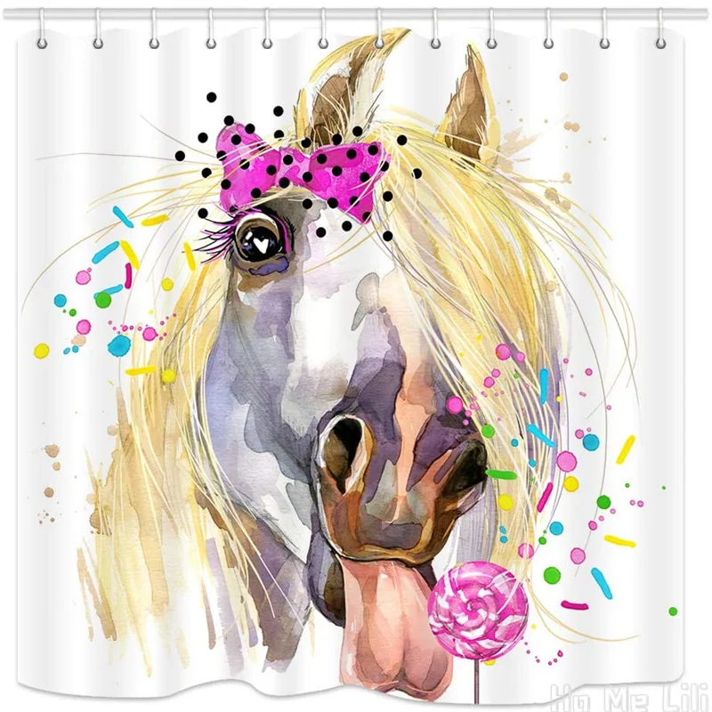 

Watercolor Horse By Ho Me Lili Shower Curtain Fashion Animals With Splash Waterproof Polyester Fabric Bathroom Decor With Hooks