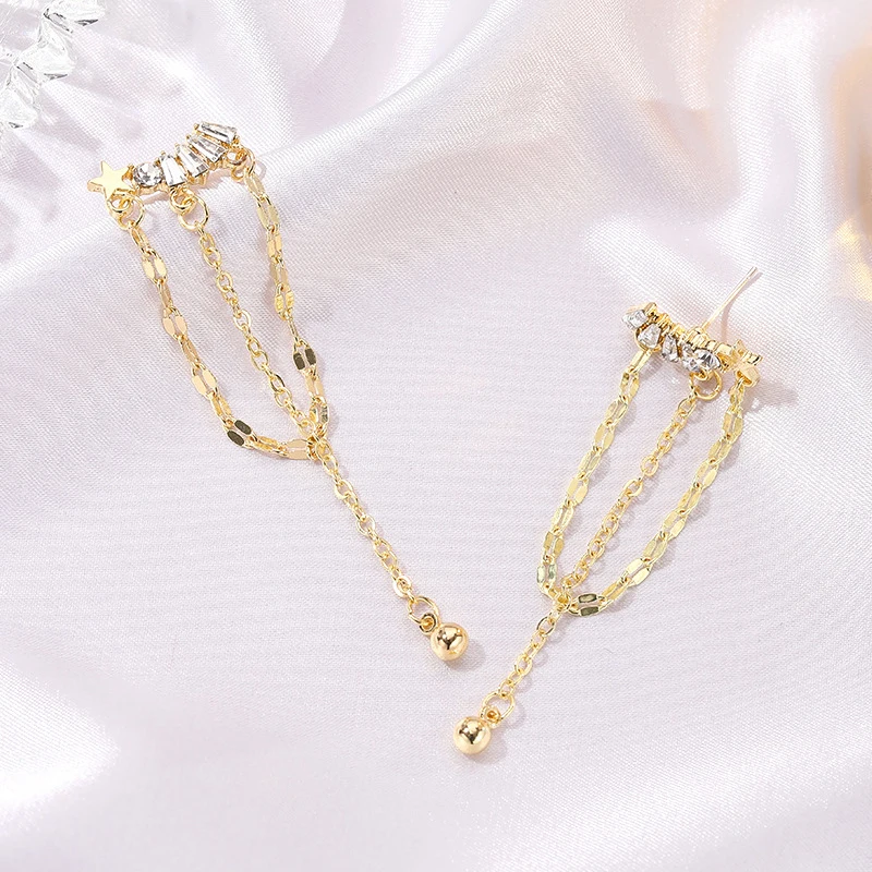 Женские серьги кисточки с кристаллами модные миниатюрные подвески со