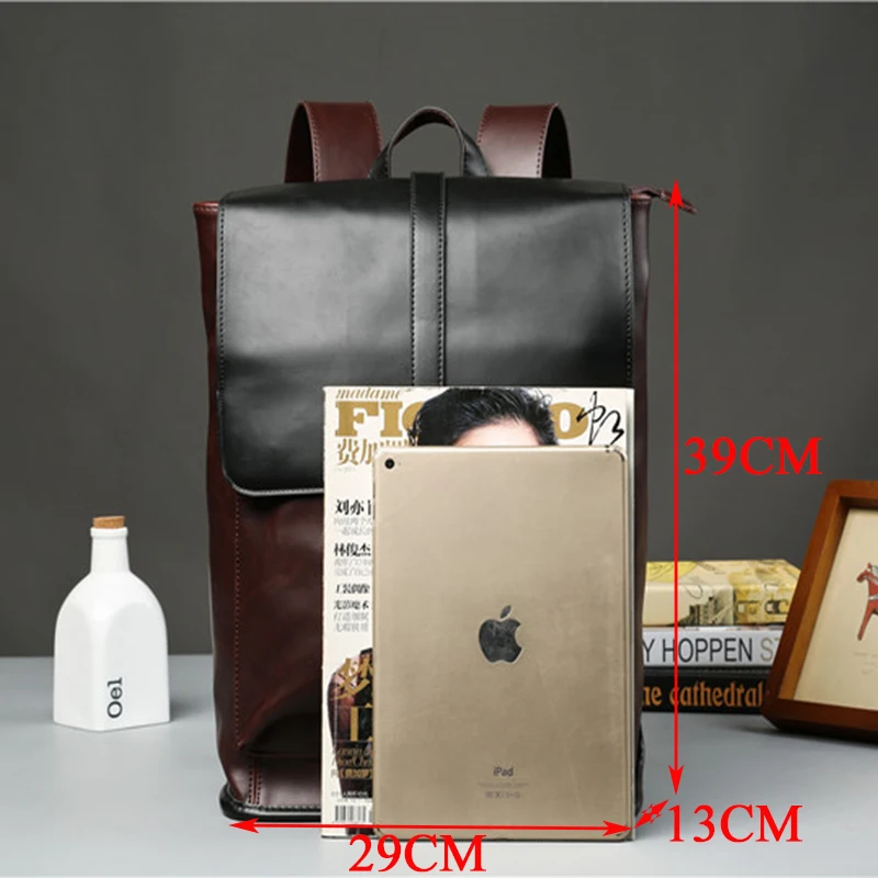 Aosbos Man Soft Leather Backpack Fashion Casual Shoulder Bag Backpacks High Capacity School Bags Men Solid Pack Mochila | Багаж и сумки