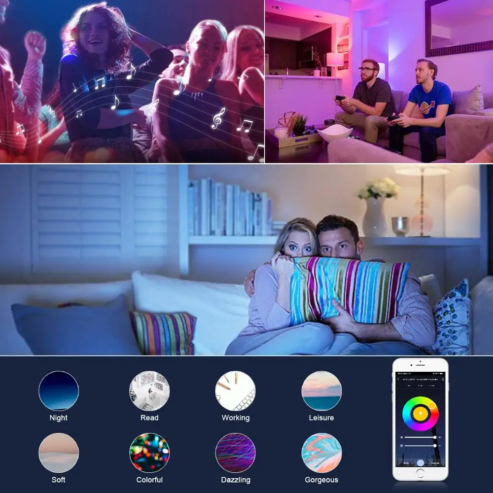 Светодиодная лента Alexa RGB с Wi Fi и регулировкой яркости умный светильник для