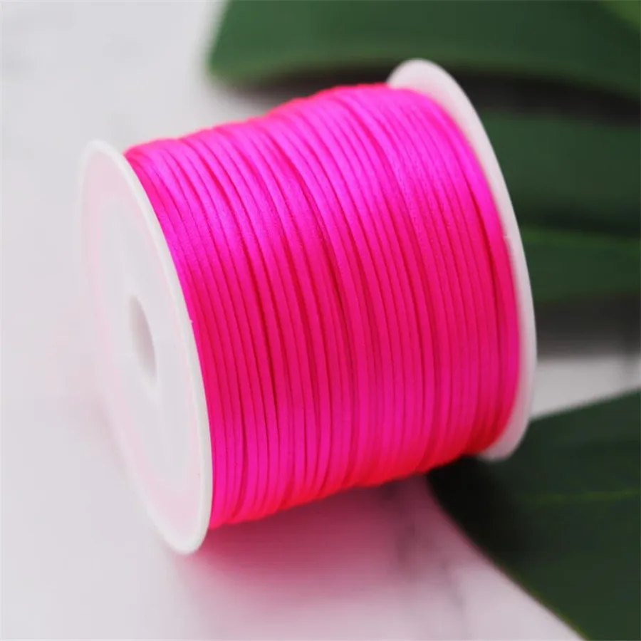 1MM Neon Pink Nylon Chinese Satin Silk Knot Cord Rattail Thread Necklace Macrame String Jewelry Findings Beading Rope #F106