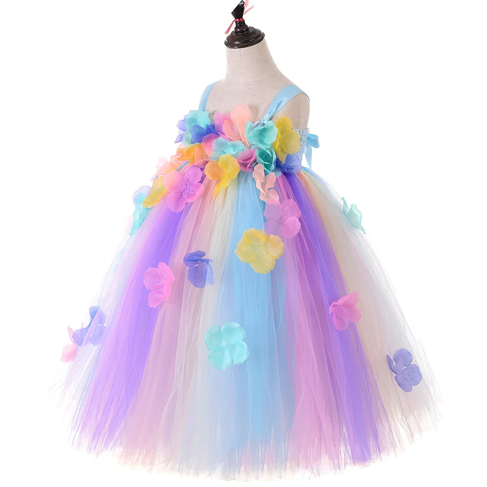 Girl Tutu Dress Princess Tulle Pastel Fairy Flower Dresses for Weddings Pageant Gowns Kids Birthday Party Christmas | Детская одежда и