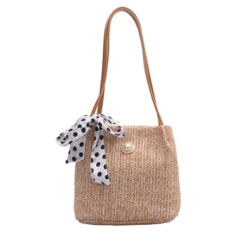 

Shopping bag storage bag woven small bag New Tide Korean version Joker shoulder crossbody fashion silk scarf straw bag