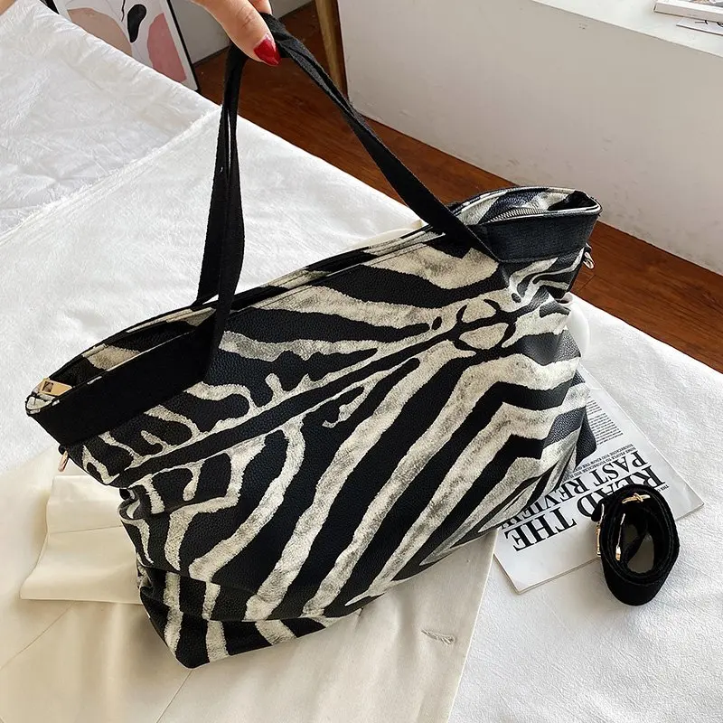 

Toth Bag Large Volume One-shoulder Bag 2021 New Style Zebra Print Large Bag Women Handbag