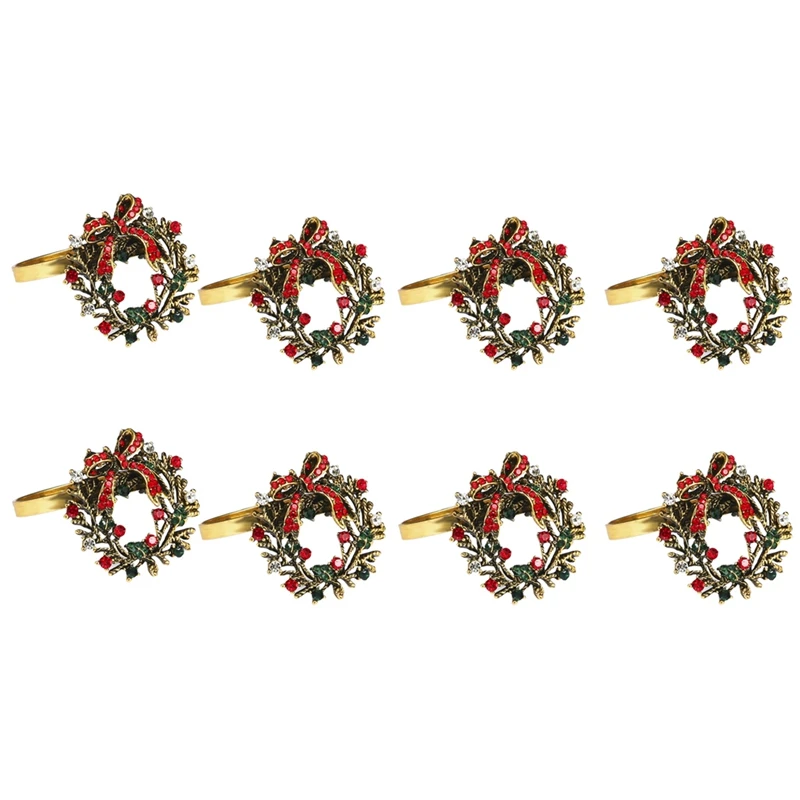 

8 упаковок Венок Кольца для салфеток для свадьбы, Рождества, Дня благодарения и домашней кухни для повседневного или официального