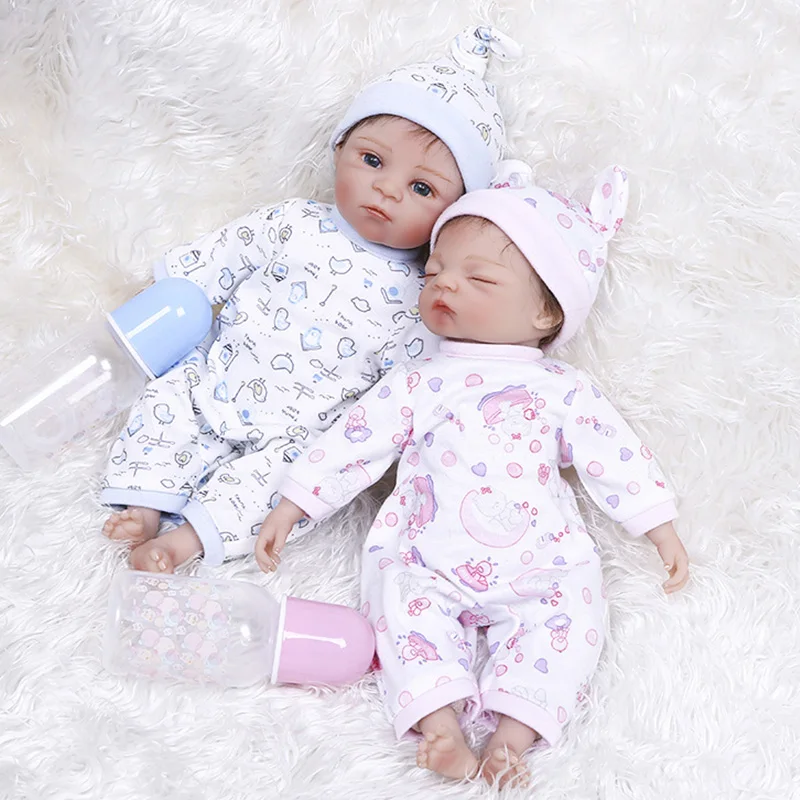

35cm Silicone Reborn Doll Real Lifelike Tiny Baby Twin Doll With Nipple Soft Silicone Body Reborn Baby Doll Toys For Girls Gifts