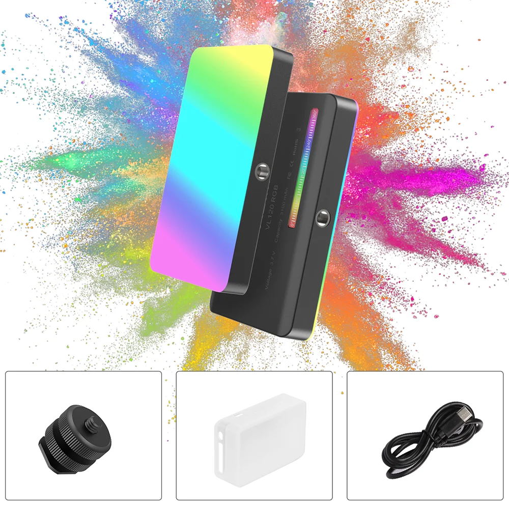 

Светодиодсветильник RGB-лампа VL120 для видеосъемки, полноцветсветильник лампа для фотосъемки, светодиодсветильник ПА для камеры YouTube Tik Tok ...