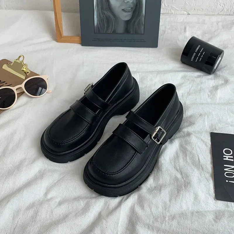 Туфли-оксфорды женские на танкетке готические кожаные лоферы без застежки