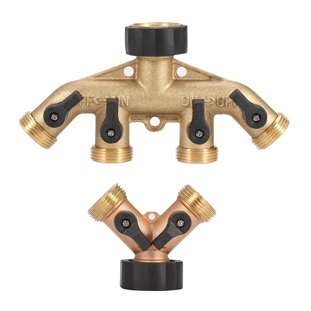 

1PC 3/4" 4-Way Brass Plastic Garden Hose Splitter Y-Type Watering Connector Distributor For Outdoor Tap And Faucet