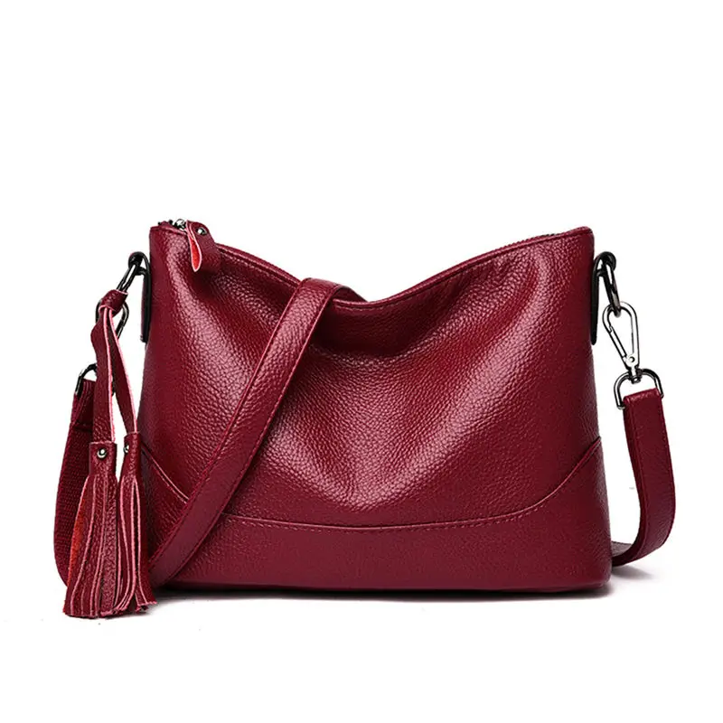 Wine red Sac a основной повседневные женские ручные сумки из мягкой натуральной кожи с кисточками сумки на плечо для женщин Bolsas роскошные сумки женские сумки дизайнерские - Цвет: Wine red