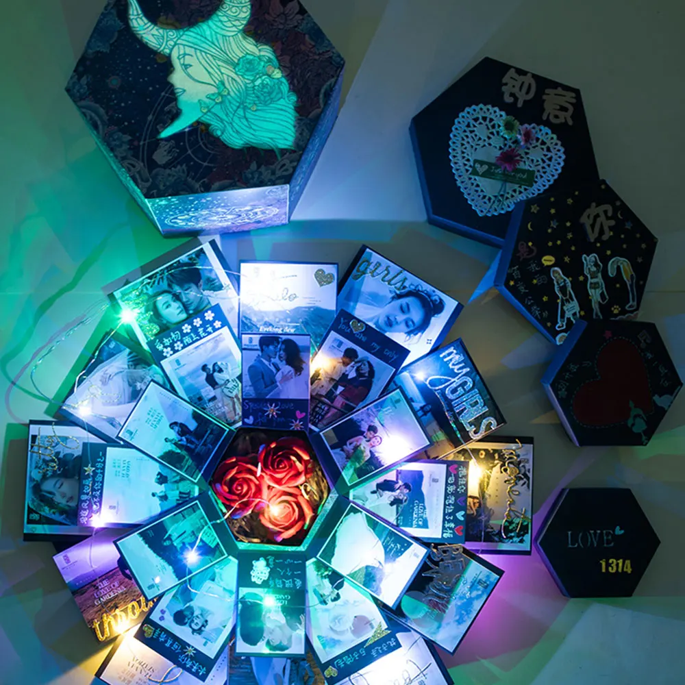 Флуоресцентный сюрприз любовь взрыв коробка подарок созвездия для юбилея