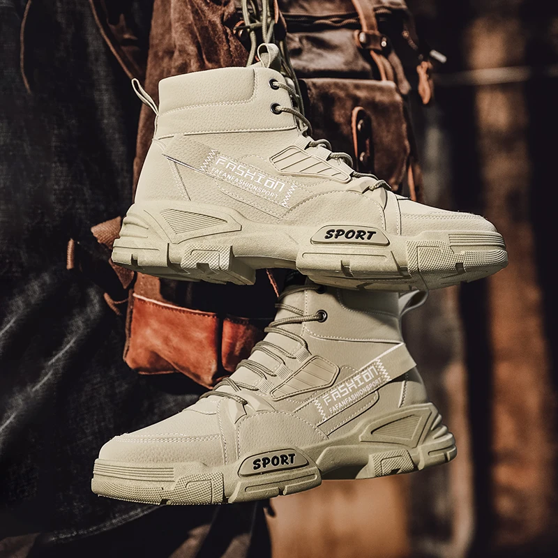 

2021 Autumn Men High Quality Tooling Leather Boots Casual Male PU Lace-Up Basic Motorcycle Ankle Botas Hombre
