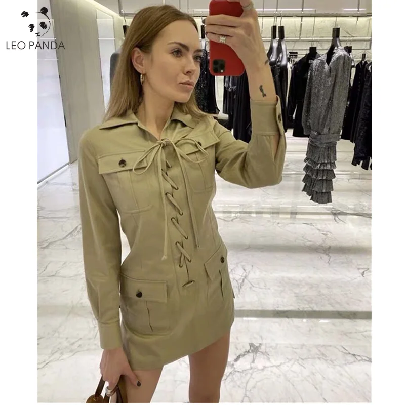 Новинка Весна 2020 высококачественное однотонное платье-рубашка из ткани Оксфорд