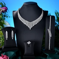 godki new trendy 4pcs full micro cz luxury african jewelry set for women wedding party zircon crystal indian neckalce earring