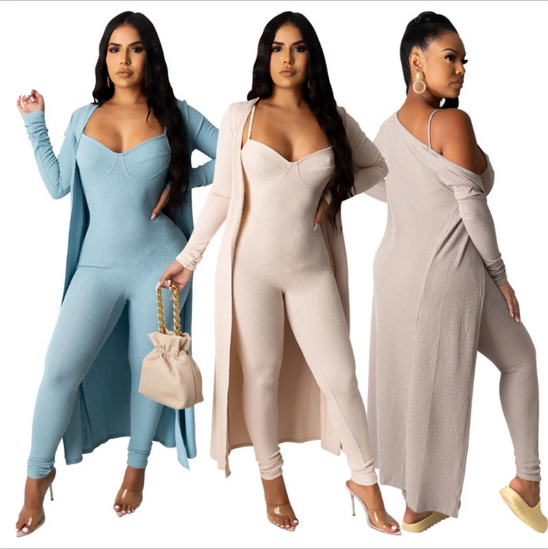 Женский трикотажный комплект одежды однотонный Облегающий комбинезон без